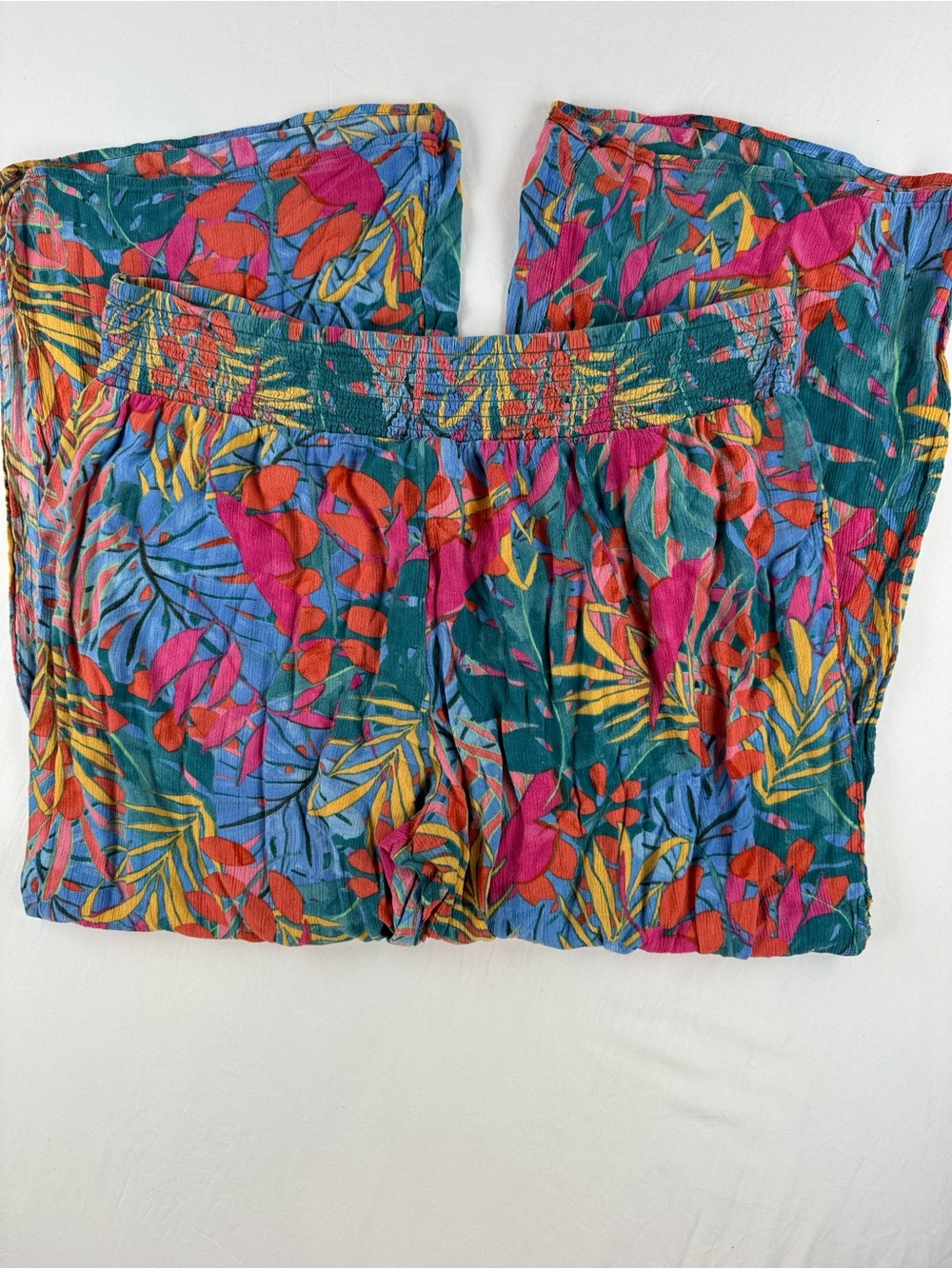 Kona Sol Teal Multicolor Tropical Wide Leg Pants - Picture 3 of 7